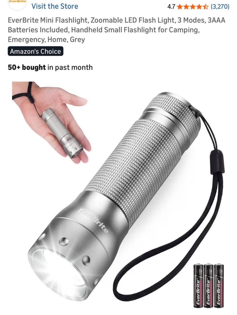 Bundle 4 EverBrite Mini Zoomable LED Flashlight -